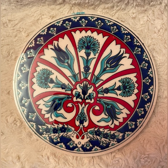 Rare Vintage 1970’s Round Ceramic Tile Trivet/Coaster - Picture 3 of 7